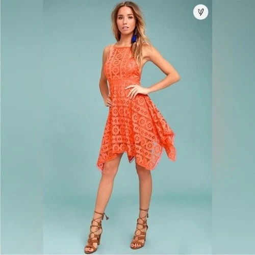 Free People Lace Dress Size 0 Coral Orange - photo 5
