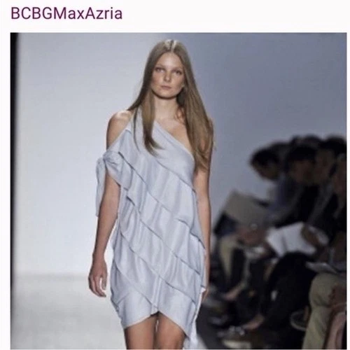 BCBG Mini Dress Tiered Ruffle One Shoulder blue Small - photo 5