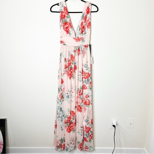 LULUS Floral Print Maxi Dress Side slit Chiffon Size XS - photo 2