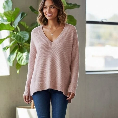 Zara Women's Sweater Size S Pink Chevron Knit - photo 2