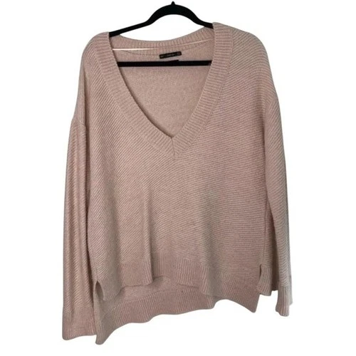 Zara Women's Sweater Size S Pink Chevron Knit