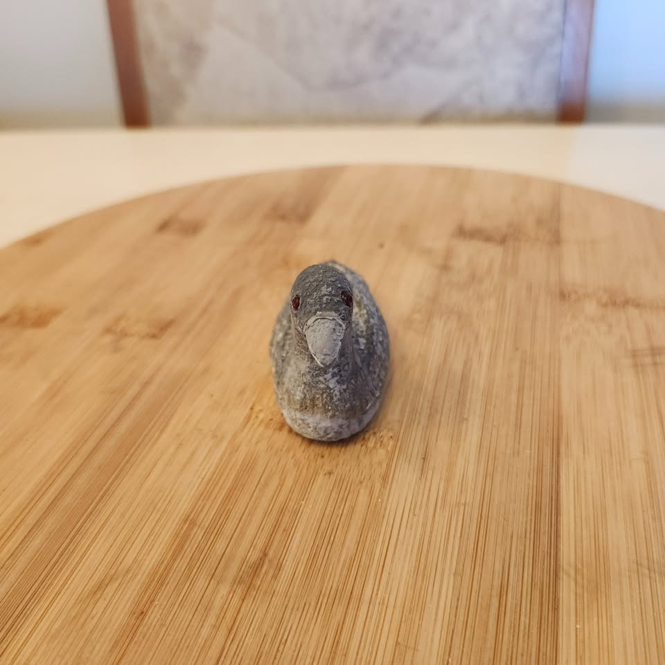 Stone Loon with Baby on Back, Hand Carved - photo 2