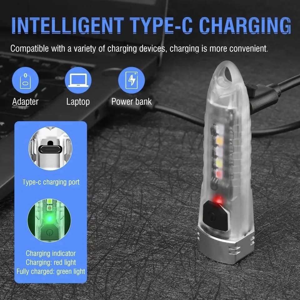 Keychain LED Flashlight EDC Rechargeable Waterproof - photo 4