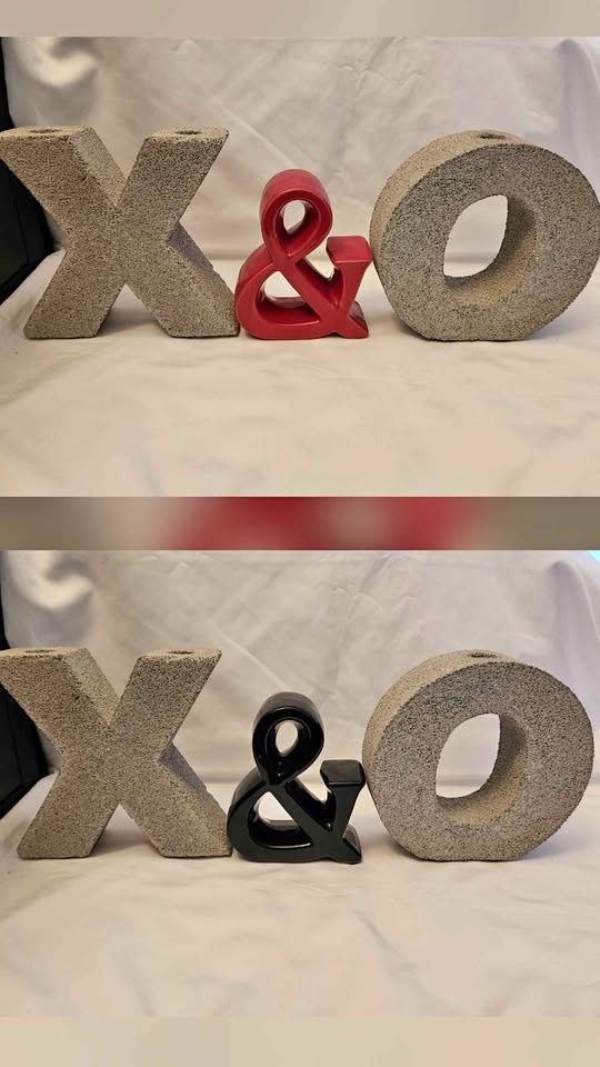 Cement X& O Candle Holders