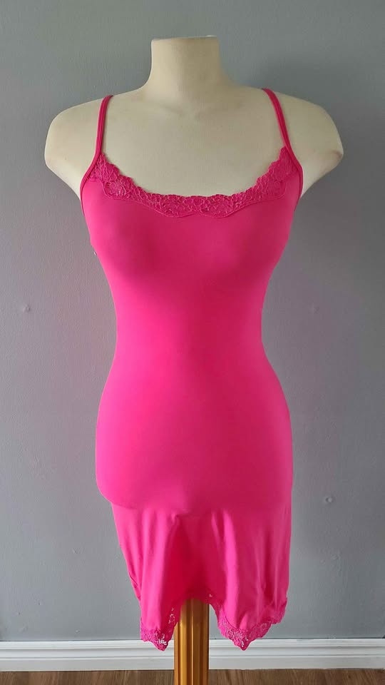 Skims Fits Everybody Lace Slip Dress - Neon Rose (Medium) 🏆