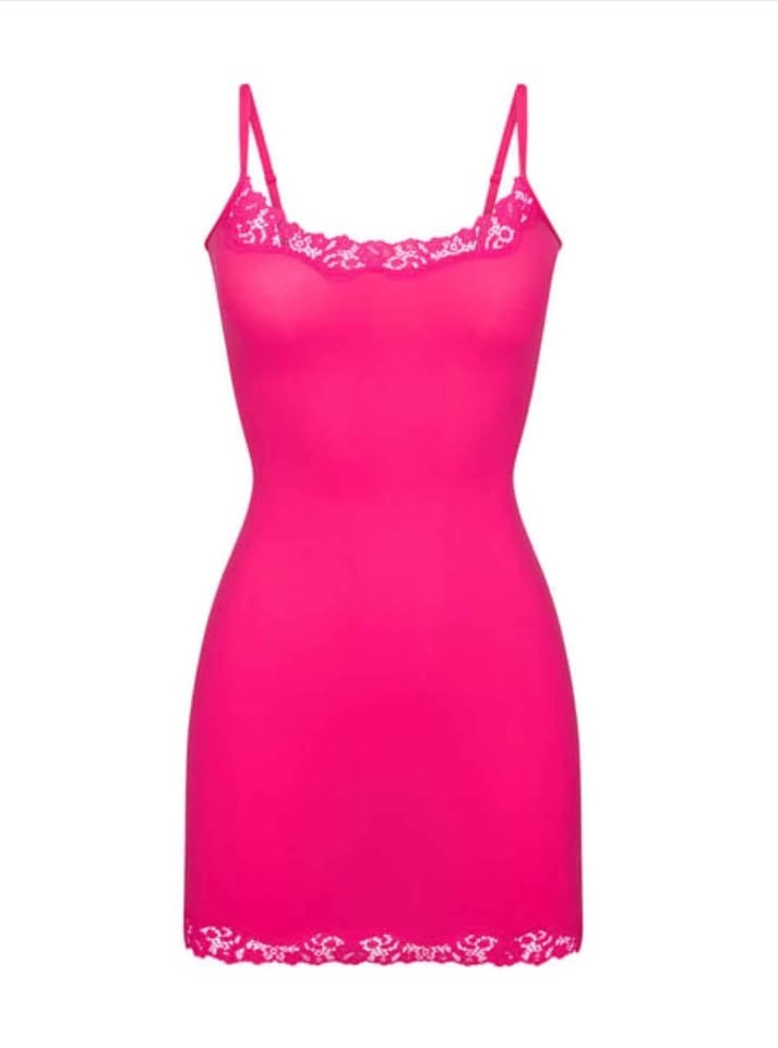 Skims Fits Everybody Lace Slip Dress - Neon Rose (Medium) 🏆 - photo 3