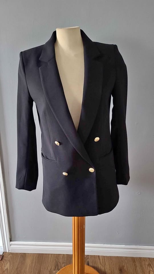 New Black Blazer with Gold Buttons (Size 6)