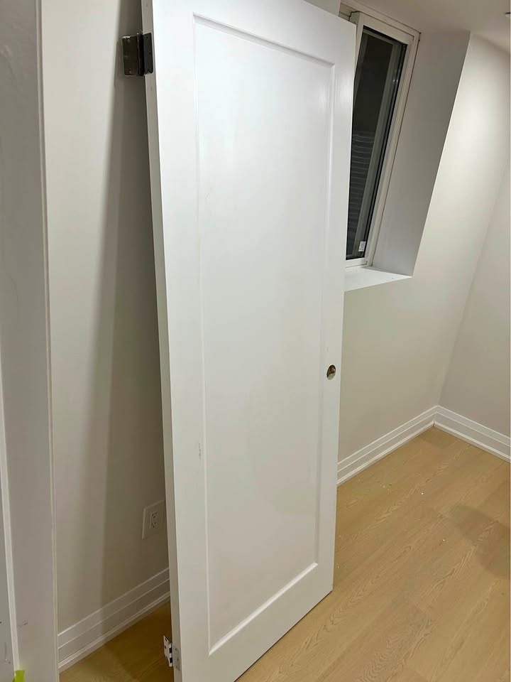 New single panel shaker style door with hinges