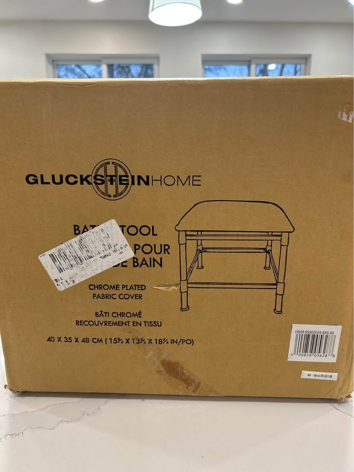 Chrome finish footstool for vanity or bathroom still in the pack - photo 3