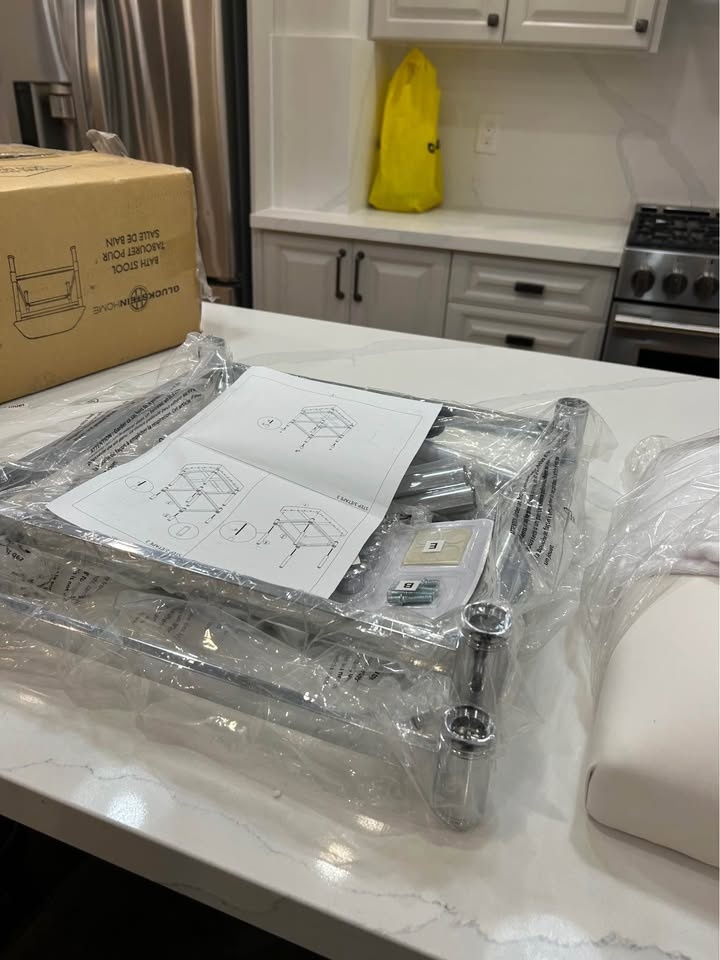 Chrome finish footstool for vanity or bathroom still in the pack - photo 5