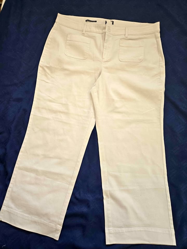 White Denim Wide Leg Jeans, Size 20W