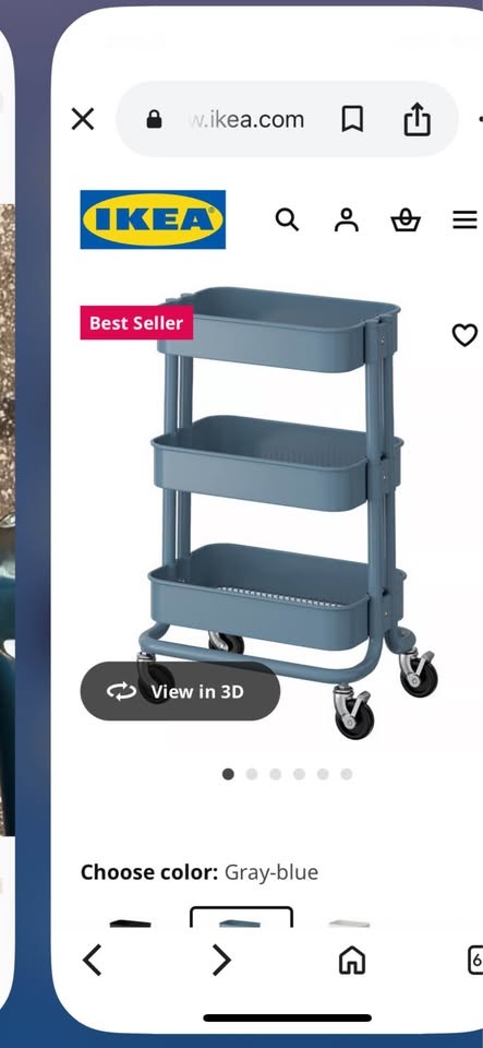Ikea blue metal Raskog 3 shelf storage with wheels - photo 2