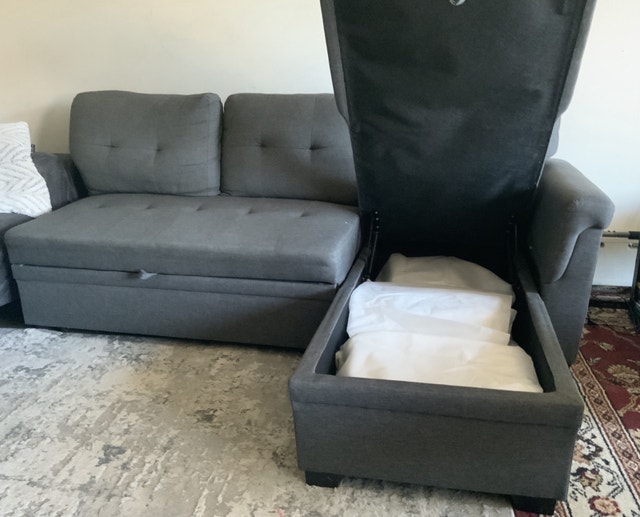 L-Shape Convertible Sleeper Sofa with Storage - photo 3