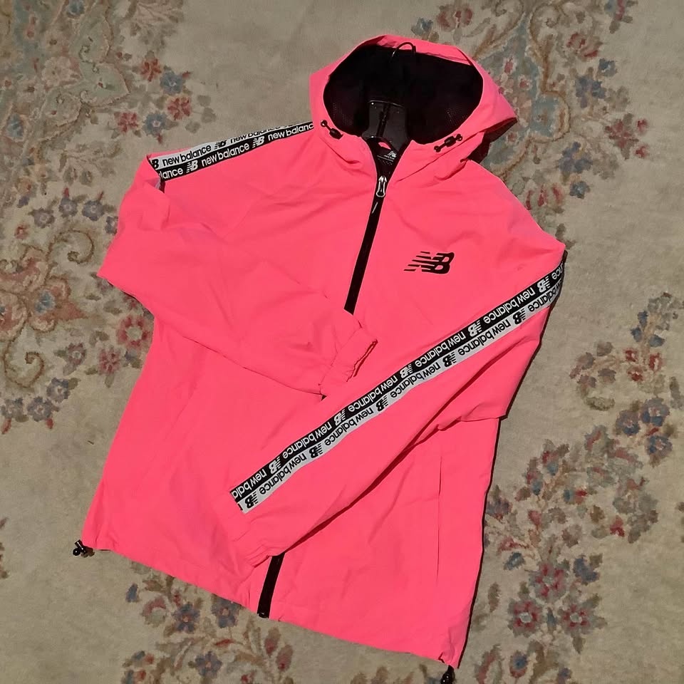 New Balance Fluorescent Pink Hooded Windbreaker Jacket