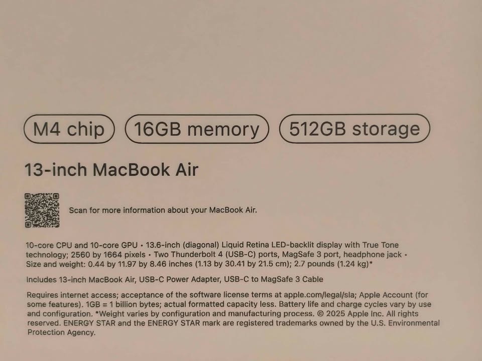 Apple mac air 13 inches m4 chip, 512GB - photo 2