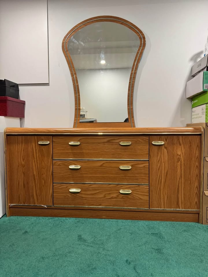 Wooden Dresser with Mirror