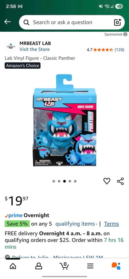 Brand New Mr Beast Lab Classic Panther Vinyl Figure - photo 2