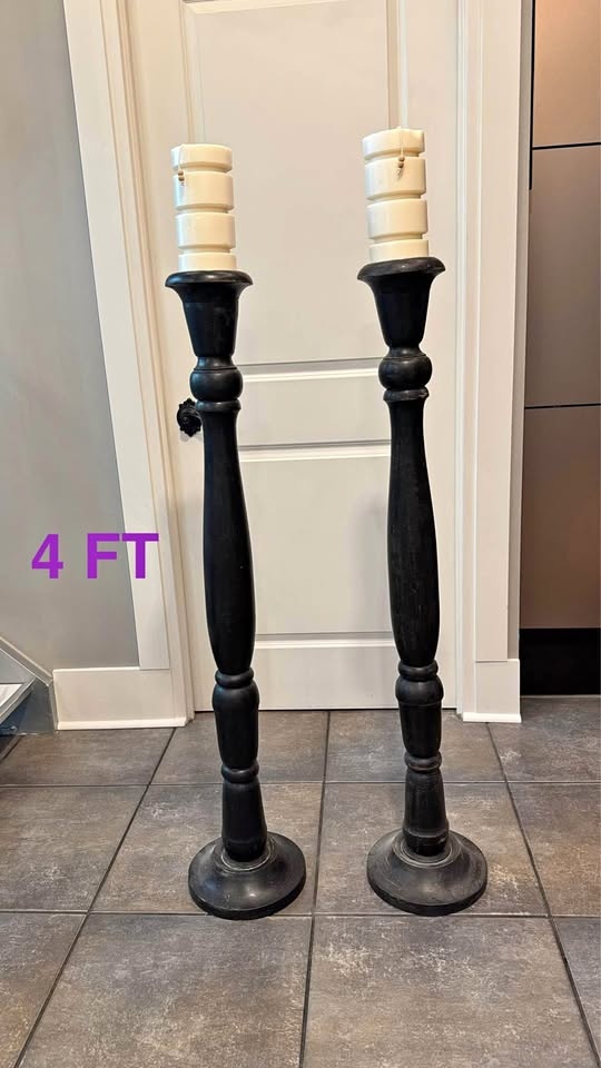 2 large wood candle holders