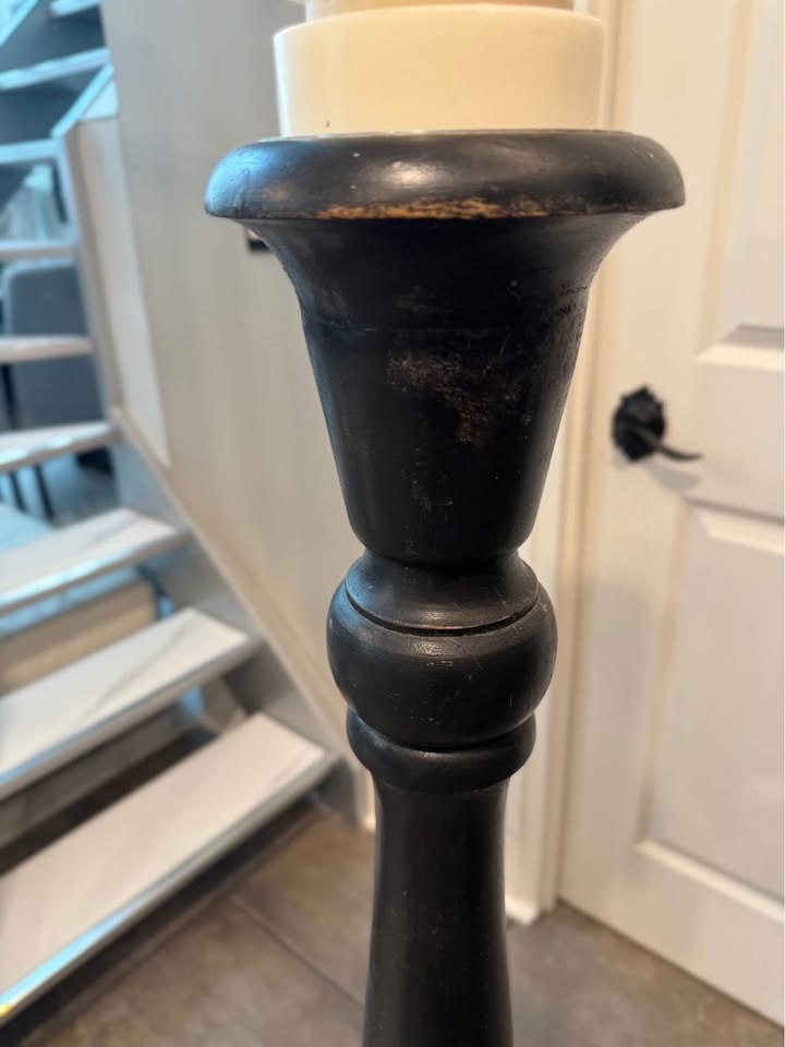 2 large wood candle holders - photo 2