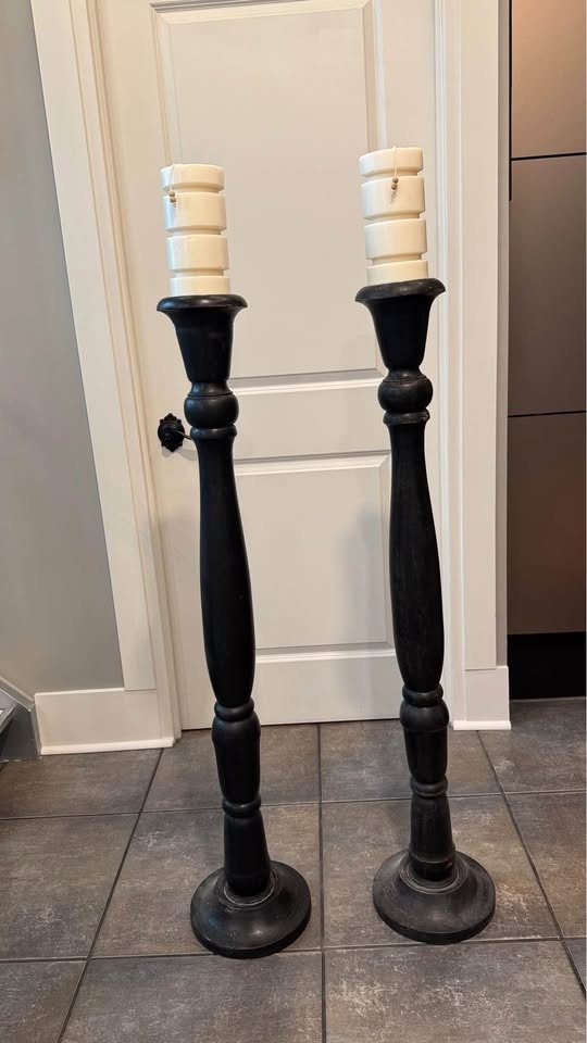 2 large wood candle holders - photo 5