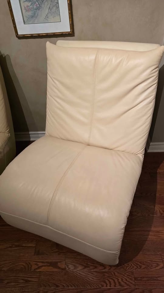 Cream Leather Sofa Set - photo 5