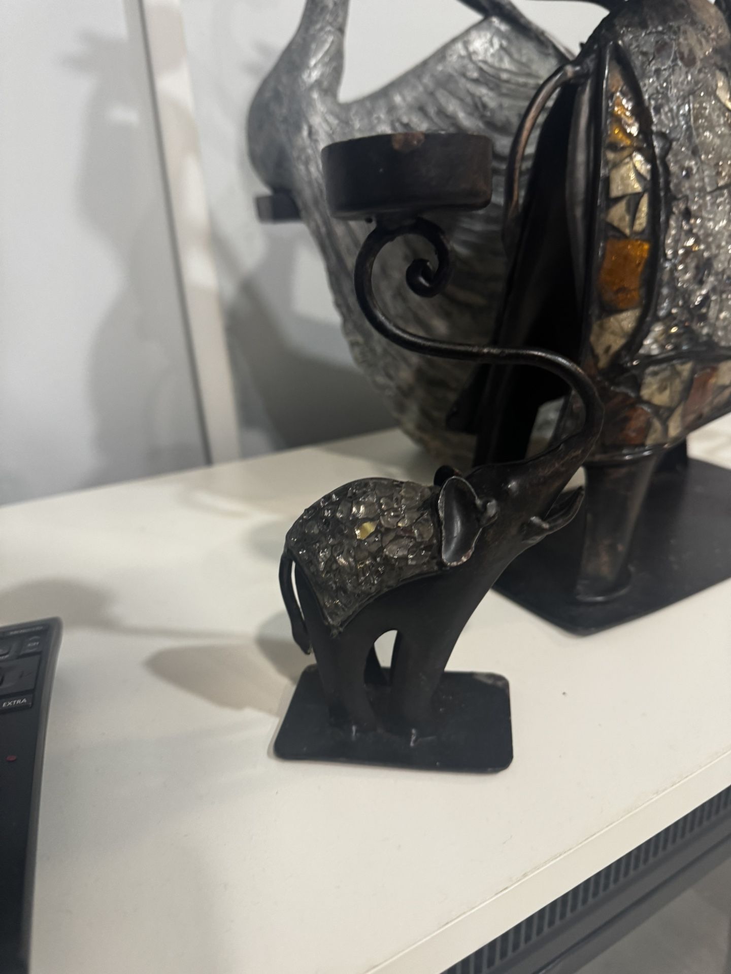 Metal Elephant Sculpture Set - 3 Candle Holders - photo 2