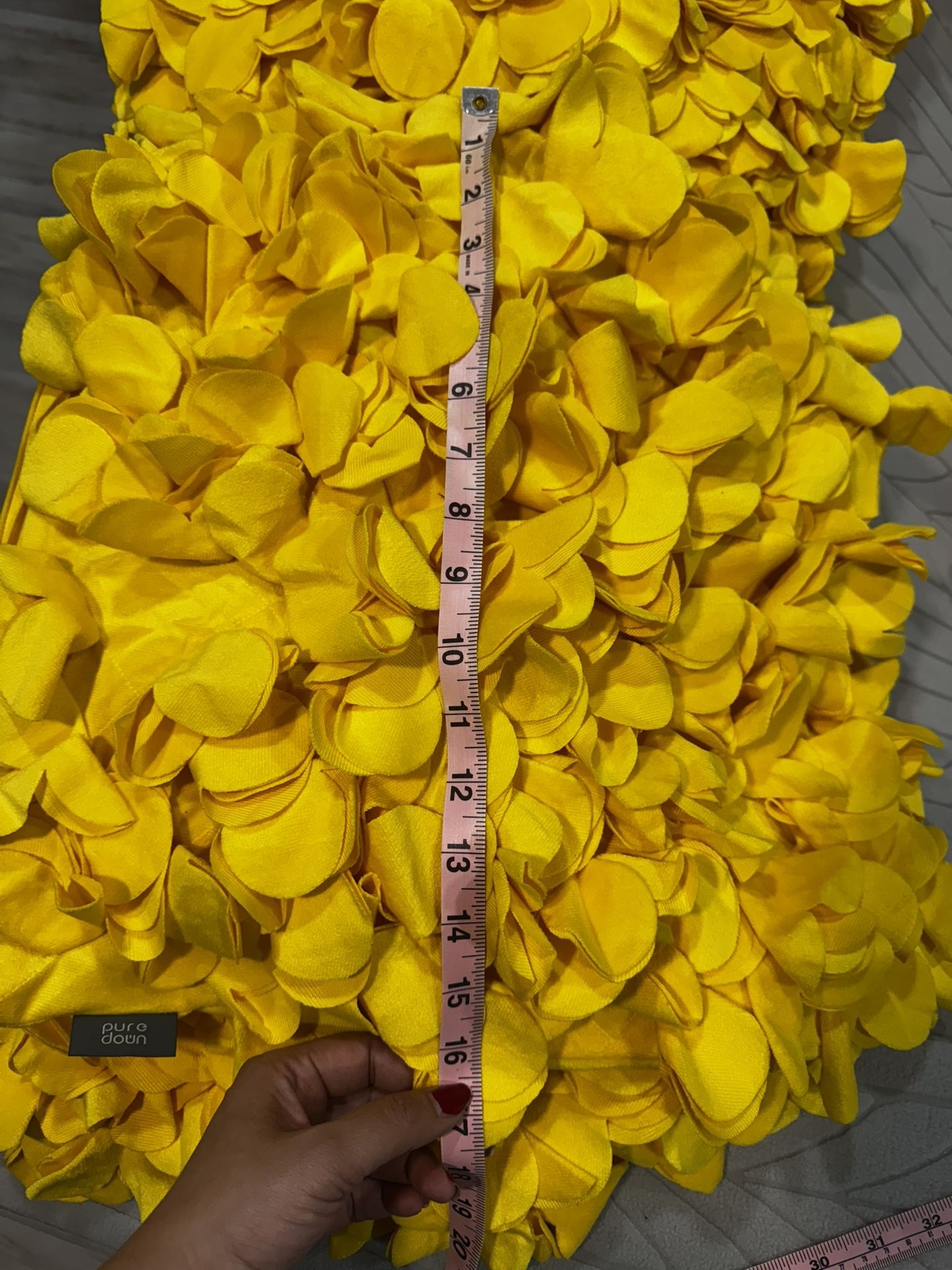 Bright Yellow Textured Petal Pillow Cover 16x 16 (4)
