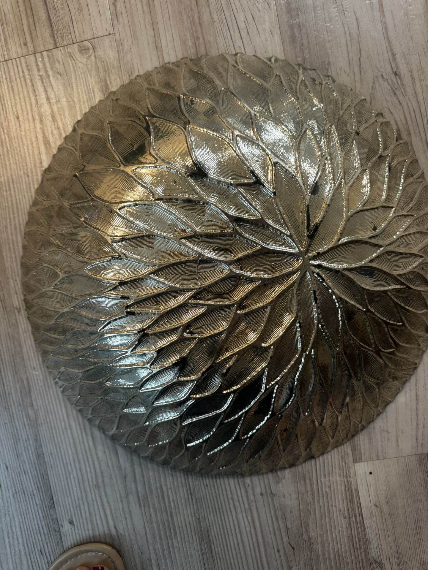 Large Green Textured Glass Decorative Charger Plate - photo 2