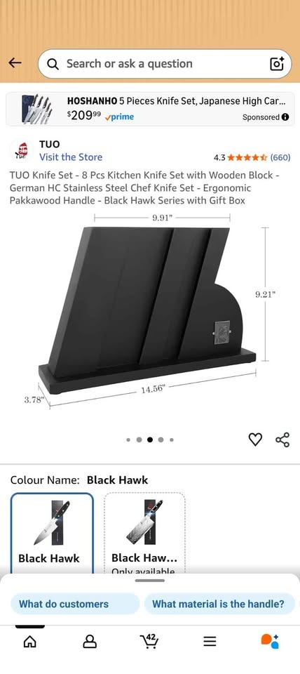 TUO Knife Set - 8 Pcs Kitchen Knife Set with Wooden Block - photo 2