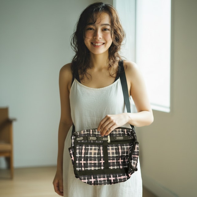 LeSportsac Crossbody Shoulder Bag — Grey Plaid Pattern - photo 2