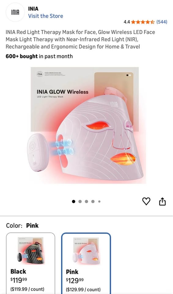 ✨ INIA GLOW Wireless LED Light Therapy Mask – Retail $130 | $110 - photo 2