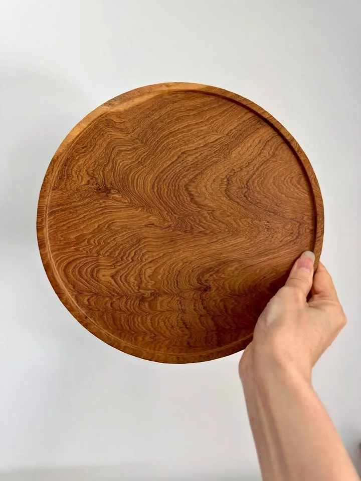 Wooden Serving Tray - Round Wood Platter