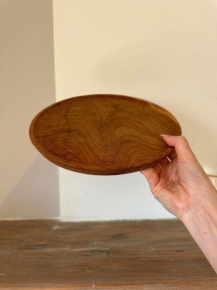 Wooden Serving Tray - Round Wood Platter - photo 5