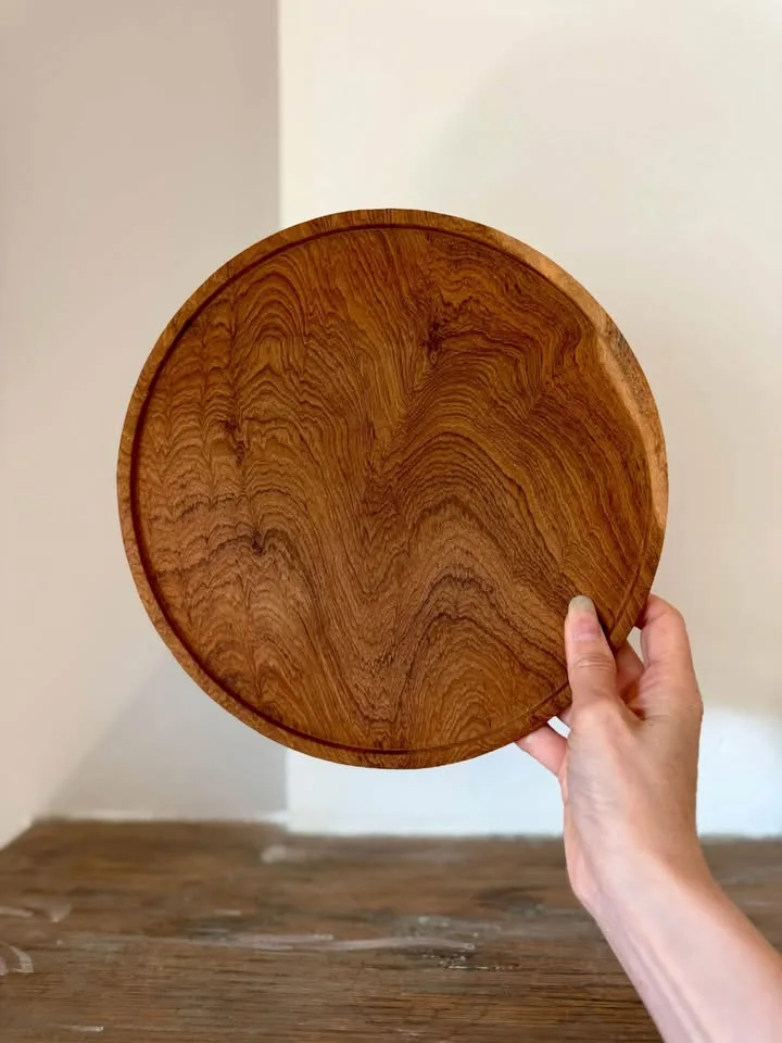 Wooden Serving Tray - Round Wood Platter image indicator(6)