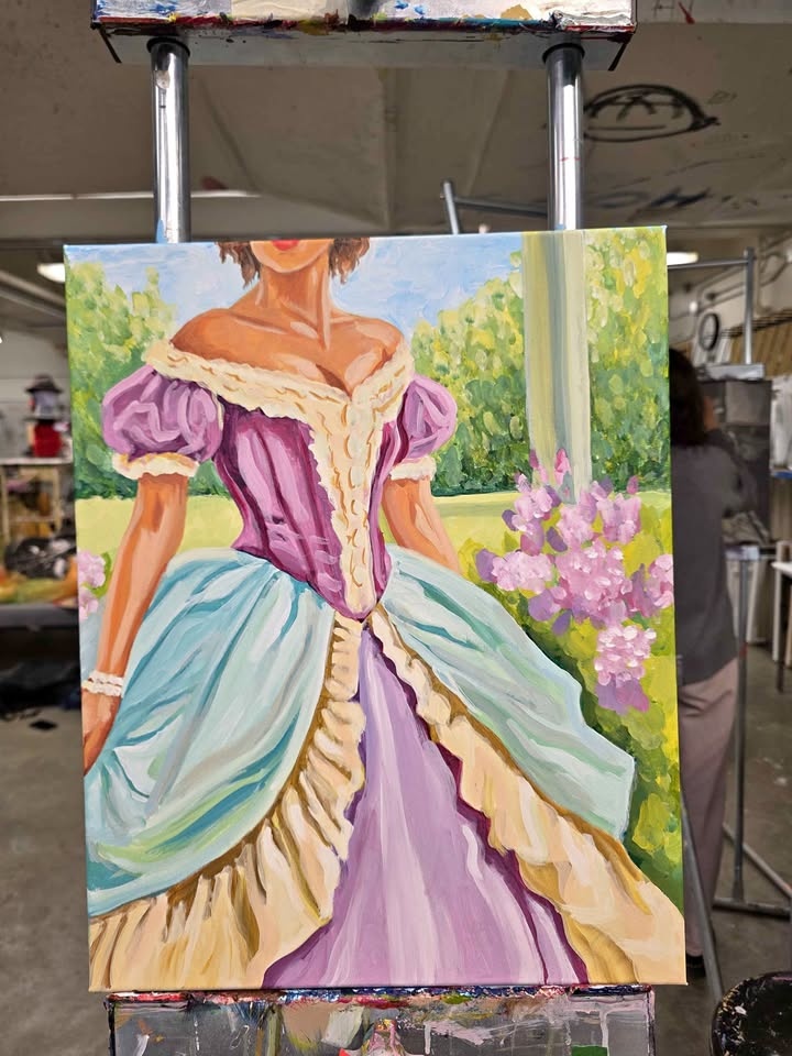 VICTORIAN DRESS ACRYLIC PAINTING