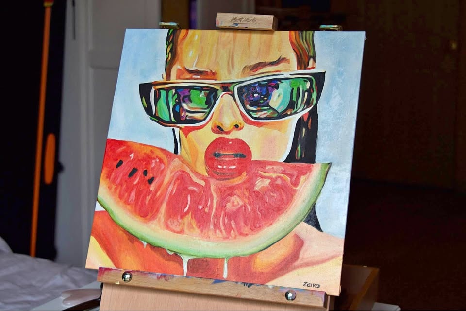 Oil painting Portrait on Canva Panel