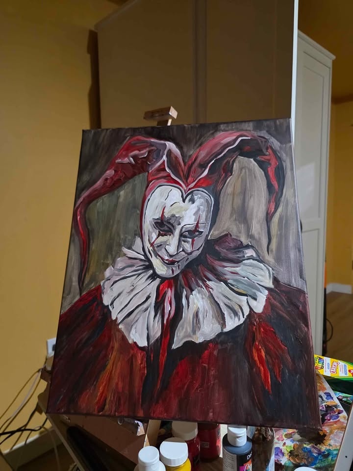 HALLOWEEN WALL ART ORIGINAL SPOOKY SCARY FALL PAINTING - photo 2