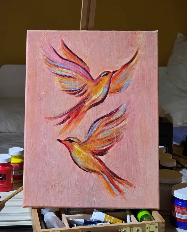 ACRYLIC PAINTING BIRDS - photo 2