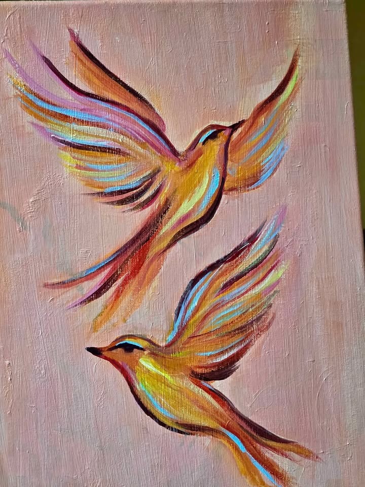 ACRYLIC PAINTING BIRDS - photo 3