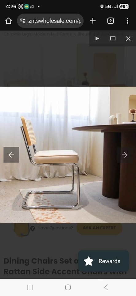 Dining Chairs Set of 4: Mid Century Modern Velvet Rattan - photo 4