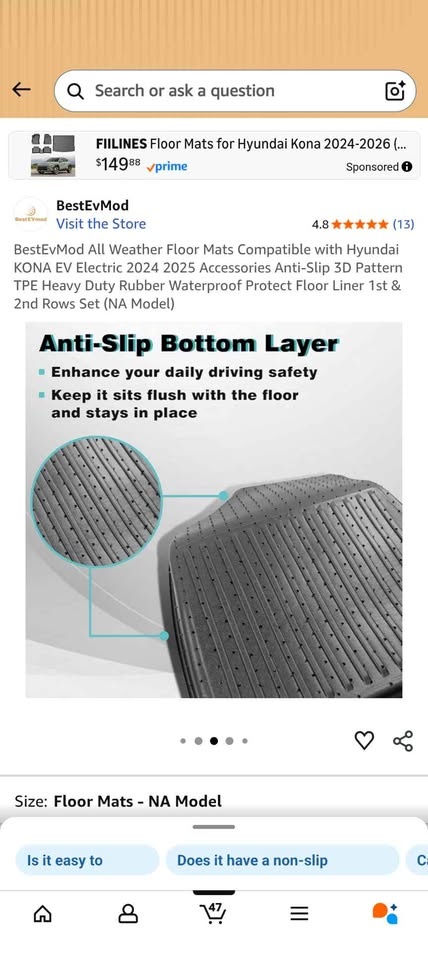 All Weather Floor Mats Hyundai KONA EV Electric 2024 2025 - photo 3