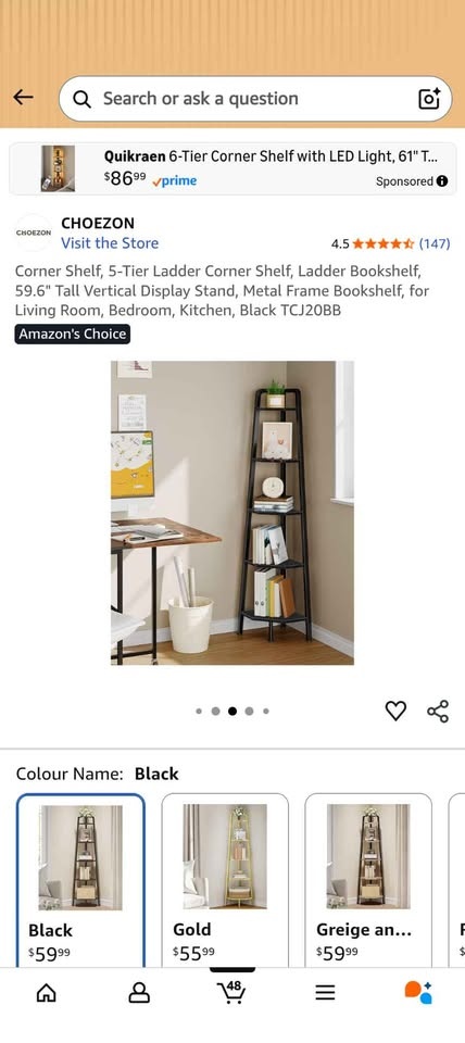 Corner Shelf, 5-Tier Ladder Corner Shelf, Ladder Bookshelf, 59.6 - photo 3
