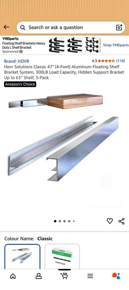 2x Hovr Solutions 47" Floating Shelf Bracket System