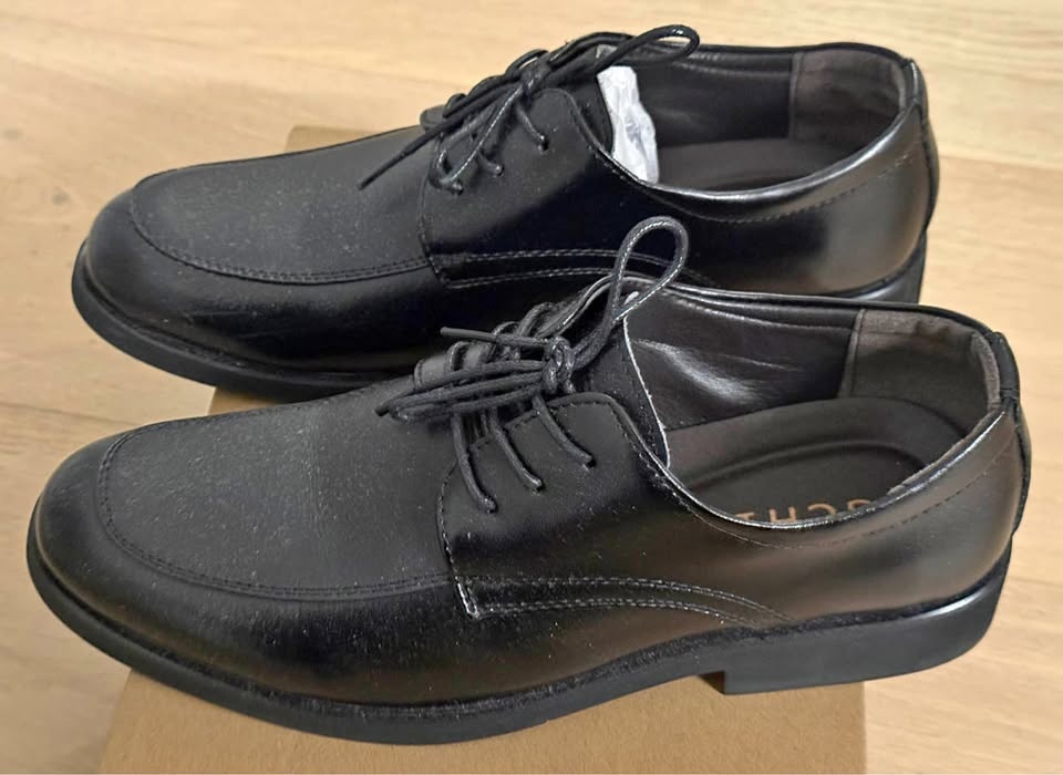 Men's Black Leather Derby Shoes (250mm)