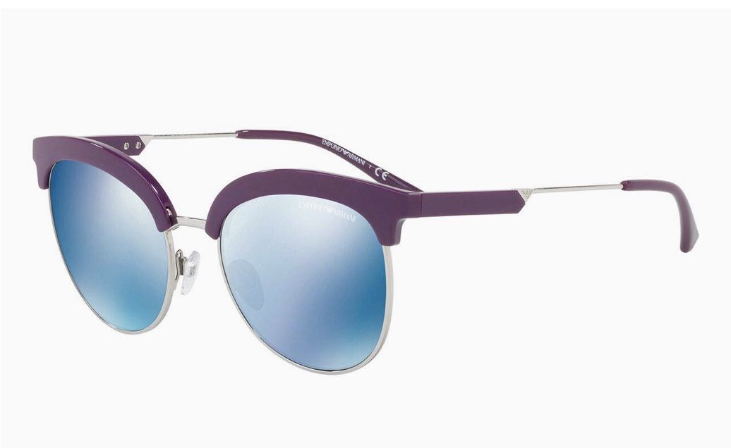 Emporio Armani EA4102 Sunglasses Violet Silver w/Dark Blue
