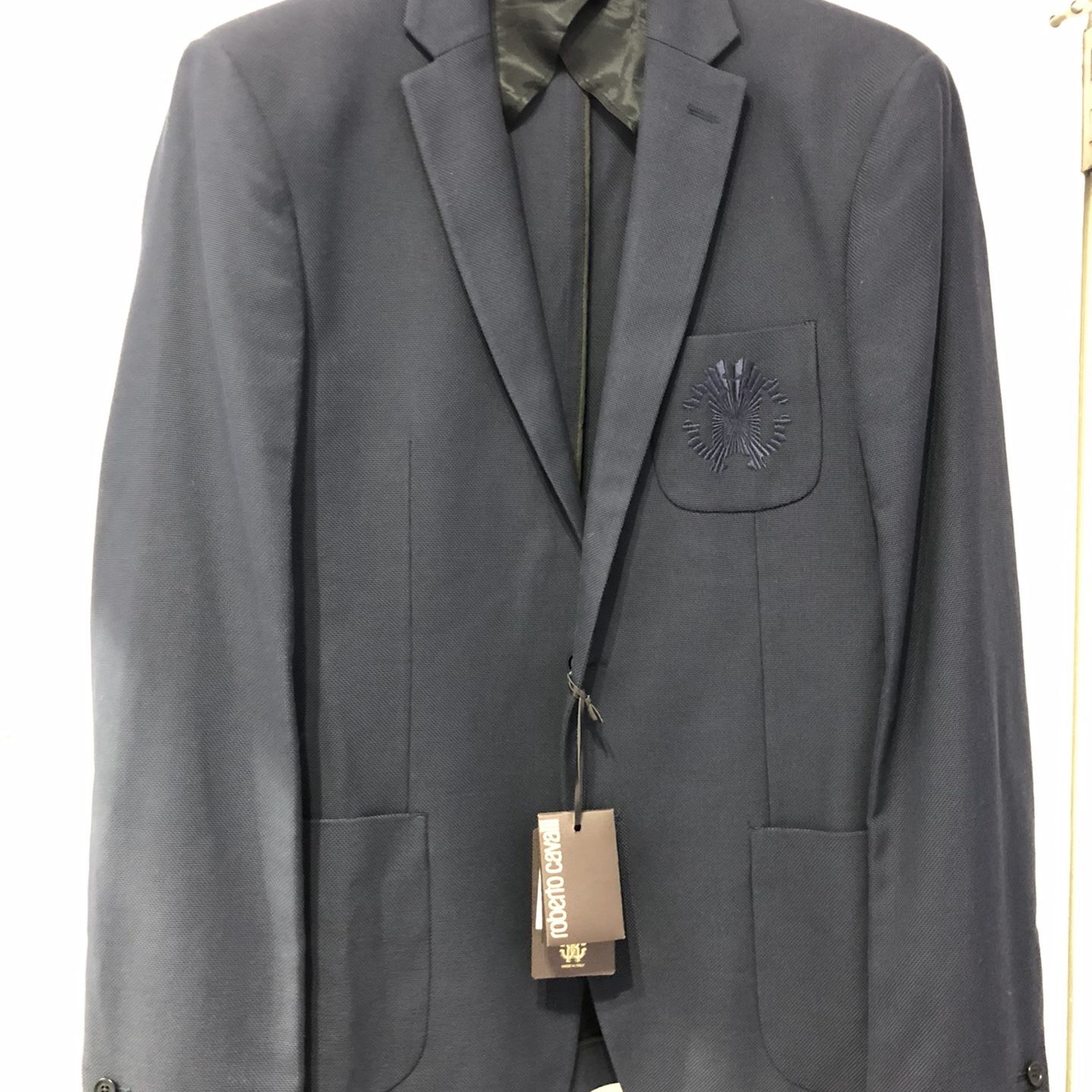 ROBERTO CAVALLI NAVY BLUE WOOL JACKET BLAZER 44 54M COAT