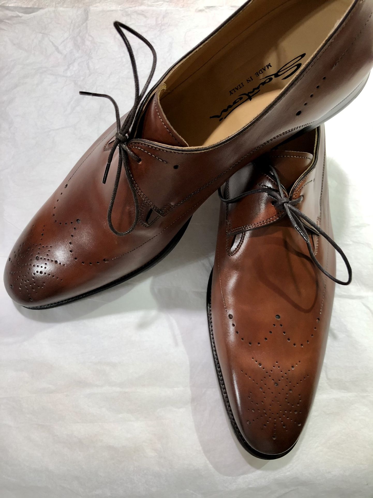 SANTONI MEN DERBY LACE UP SHOES SIZE: 11.5 - photo 3