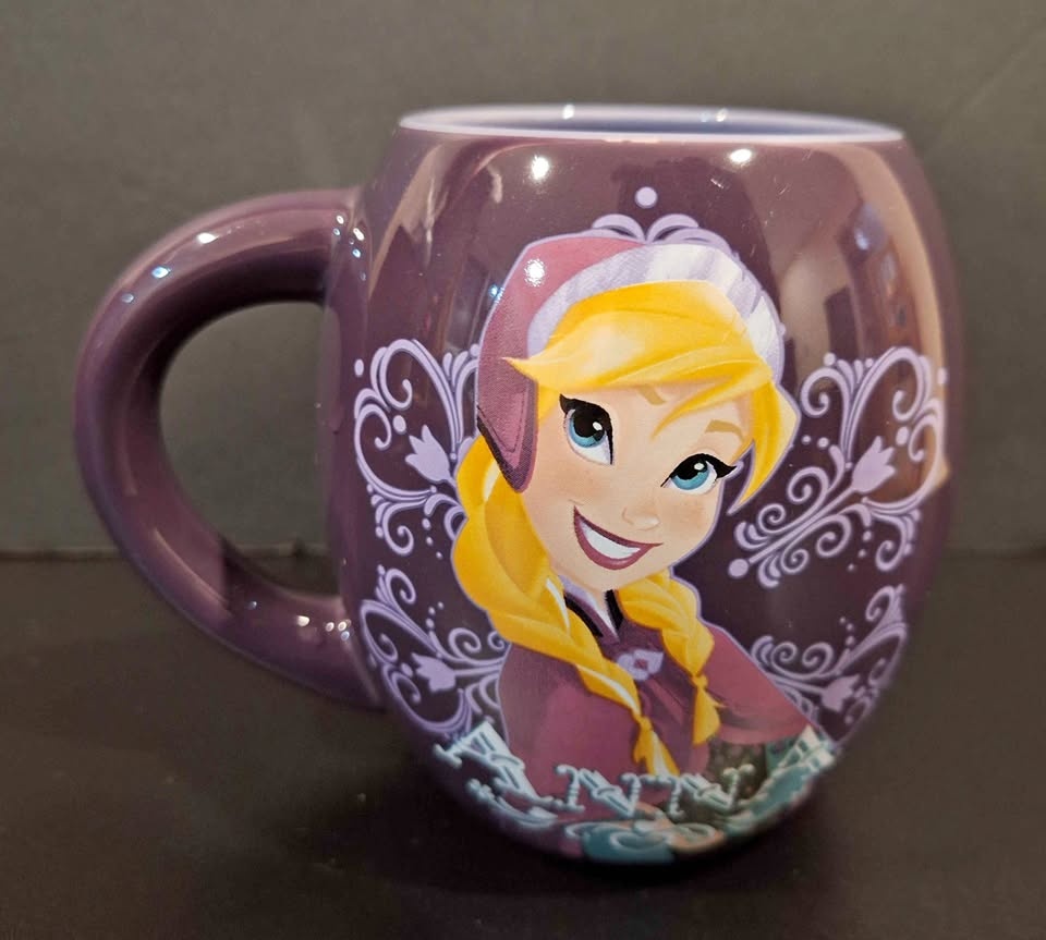 Disney Frozen Elsa & Anna Large Purple Coffee Mug Cup 18 Oz