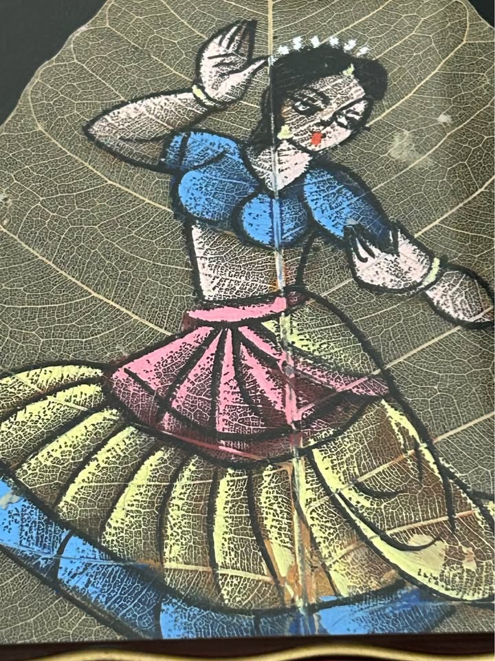 Framed Leaf Painting Art – Hand-Painted Botanical Folk Artwork - photo 5