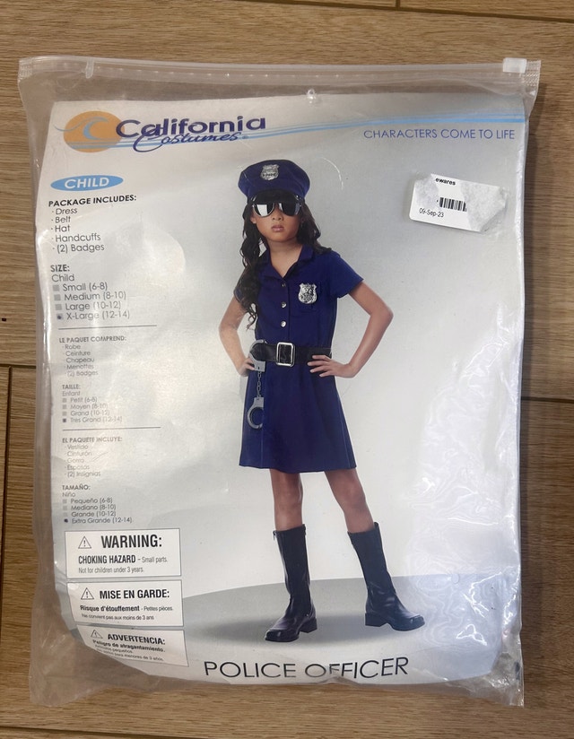 Police Officer Halloween Costume Sz 12-14